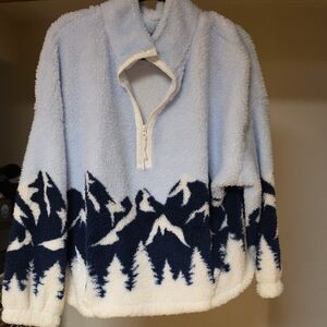 No Boundaries Light Blue Sherpa Hoodie with Plush Texture